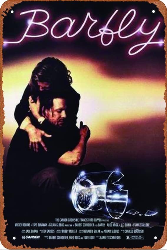 Barfly - Póster de película de metal para decoración de pared de metal, bar, sala de estar, letrero de metal de estaño de 8 x 12 pulgadas