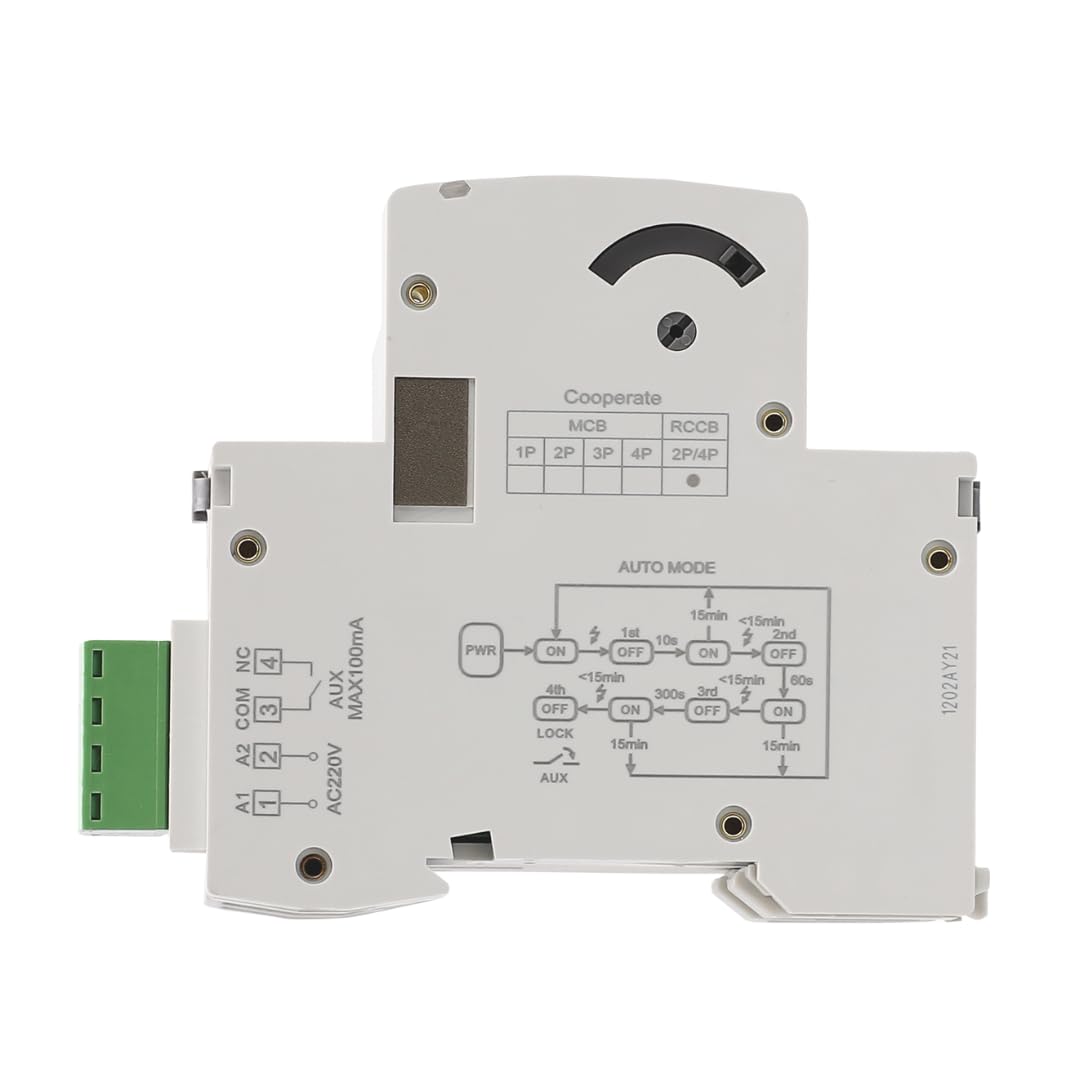 Interruptor Diferencial Auto Rearmable 2P 40A 30mA Clase AC - RCCB + cables | 3 intentos de rearme automático, rearme en 10 s, 60 s y 300 s e incluye cables de conexión, Ideal para segundas residencias