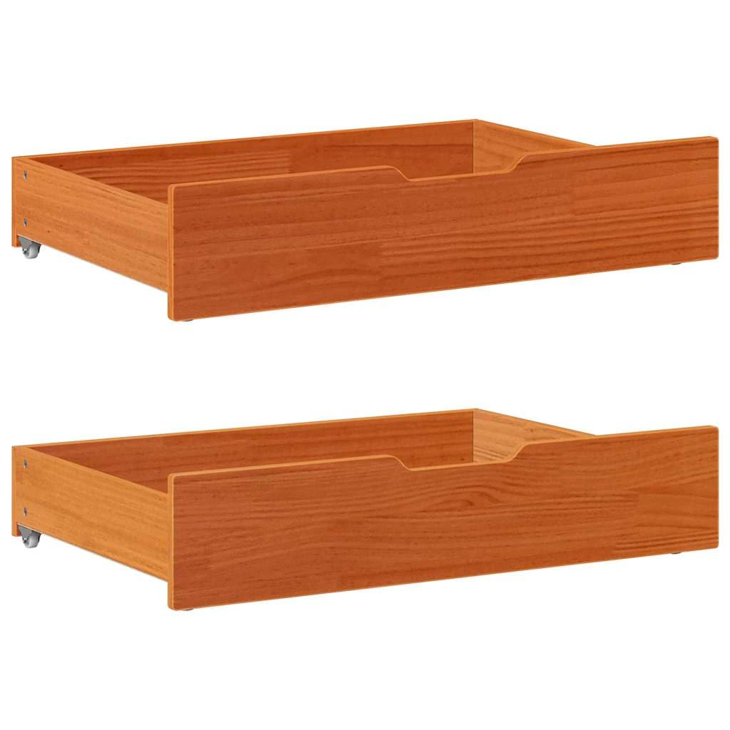 Genérico Cajones Debajo Cama con Ruedas 2 uds Madera Maciza Pino marrón,Productos del hogar,Organización y Almacenamiento,Cajones de almacenaje doméstico,850928