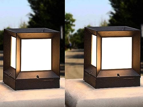 Image of SINOMAN Metal and Glass Unbreakable Gate Light for Home Gate Waterproof | Lamps for Main | Outdoor Garden Light | Pillar Lights (GL Sqaure, Pack of 2)