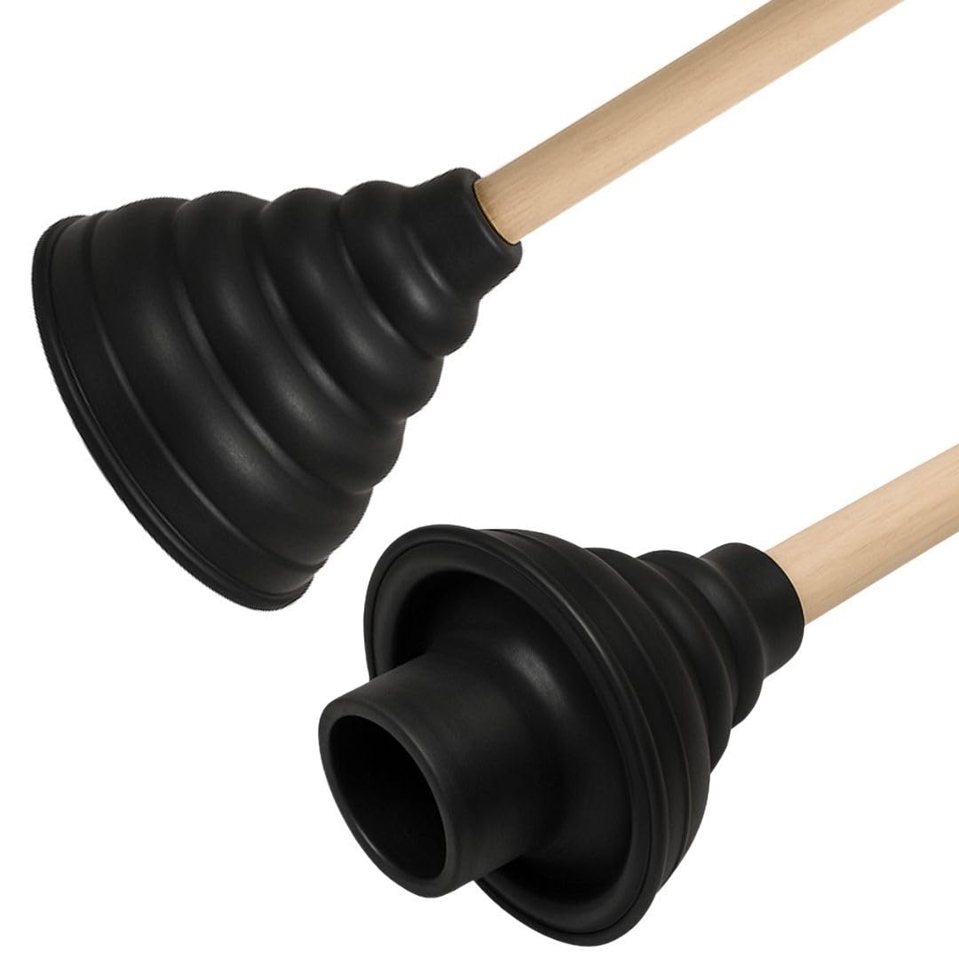 GTSE Heavy Duty Sink & Drain Plunger, 45cm Long, Extra Reach, Bell Shaped Superior Suction, Versatile Tool for Bathroom, Kitchen, Shower, Bath, Toilet, Sink
