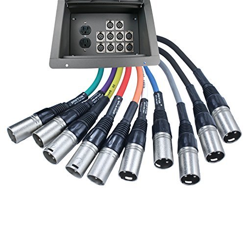 Pro Audio Stage Recessed Floor Box with 110v Electric and XLR Connections (10 XLR, Pre Wired)