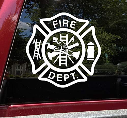 Image of Red - Fire Department Vinyl Decal Dept FD VFD Maltese Cross - 22.5w x 22.5h inches