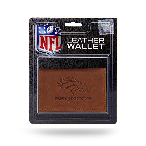 NFL Rico Industries Leather Trifold Wallet with Man Made Interior, Denver Broncos , 3.25 x 4.25