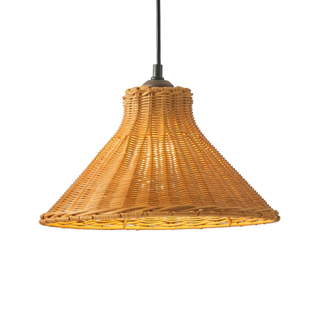 CWVYKNP Rustic Farmhouse Pendant Lights in Deep Yellow Coastal Kitchen Island Woven Pendant Light Fixture Minimalist Wicker Lamp Shade Single Chandelier Lighting for Foyer Porch Entryway