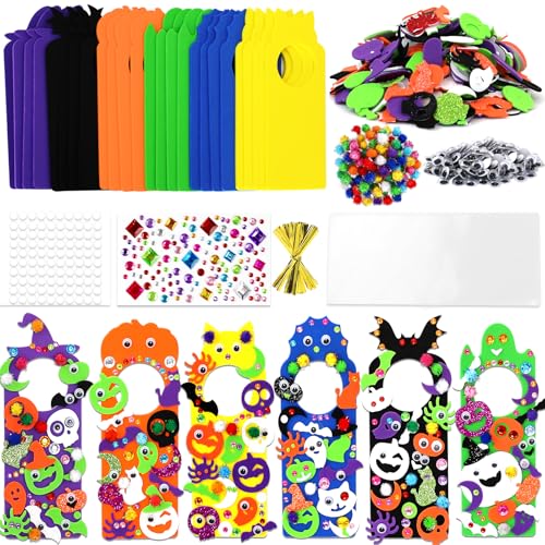 24 Set Halloween Craft Kits, DIY Halloween Doorknob Hanger Decorations...