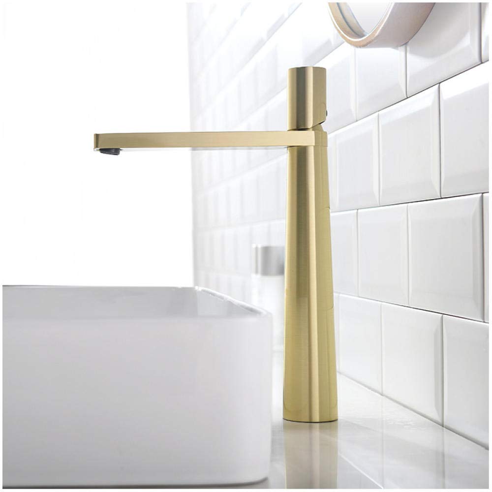 Robinet de lavabo en laiton mitigeur eau chaude et froide fini brossé