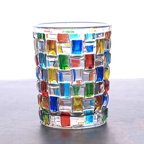 Eidoct Verres à eau colorés, peints à la main, verres à eau multicolores, verres à whisky, verres à vin, verres à gobelets (tissage)