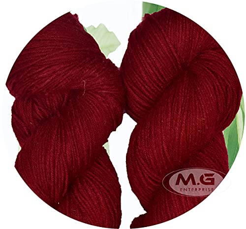 Image of M.G ENTERPRISE Brilon Mehroon (300 gm) Wool Hank Hand Knitting Wool /Art Craft Soft Fingering Crochet Hook Yarn, Needle Knitting Yarn Thread dye KC