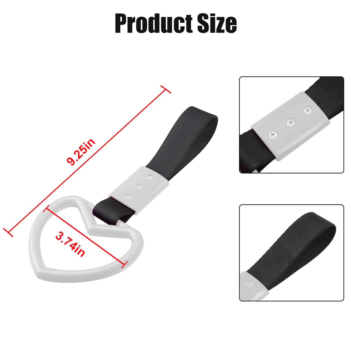 2 anelli Tsurikawa a forma di cuore per auto e auto, con anello di avvertimento per paraurti posteriore, maniglia a cuore Janpanese per auto, SUV, autobus, decorazione per interni e interni (rosa