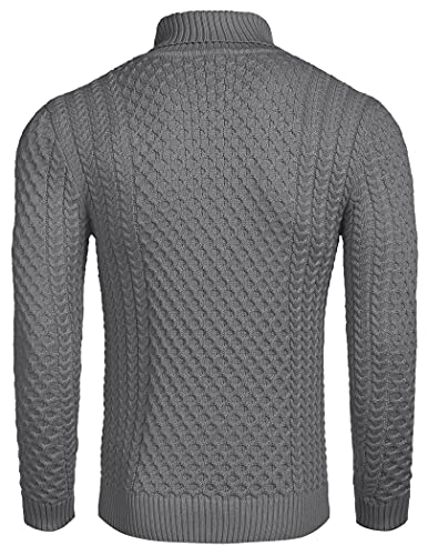Image of COOFANDY Men's Slim Fit Turtleneck Sweater Casual Knitted Twisted Pullover Solid Sweaters