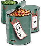 Praknu 3 Sacchi Giardinaggio 300 Litri con Coperchio a Zip - Sacchi Pieghevoli con 4 Maniglie Antistrappo - Sacco Giardino Raccogliere le Foglie - Sacco Erba Tagliata Giardino - Sacchi Giardino