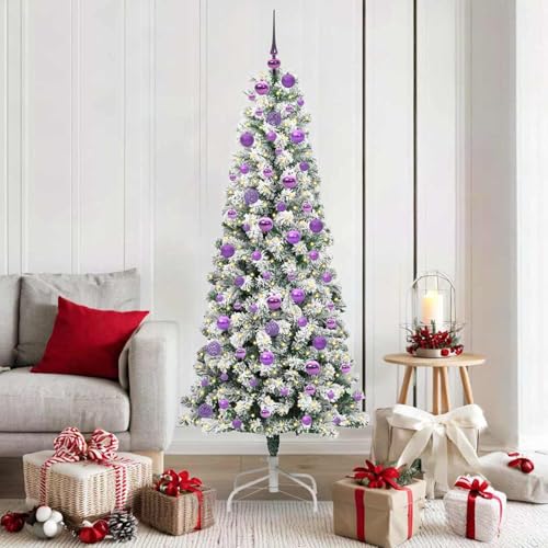 Árbol de Navidad artificial verde blanco decorativo con luces LED integradas 2