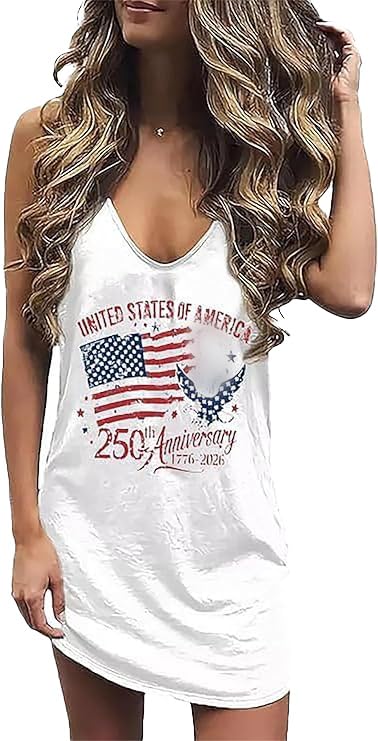 Image of LLHXRUI Sun Salt Sand Coconut Tree Tank Mini Dress for Women Sleeveless Beach Praty Shirts Summer Vacation Short Mini Dresses (Medium, White-1),