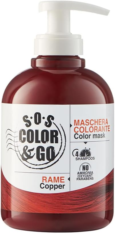 Alama SOS Color&GO niet-permanent koperkleurmasker voor natuurlijk, gekleurd en highlights haar, voedend en toniserend, zonder ammoniak, 300 ml