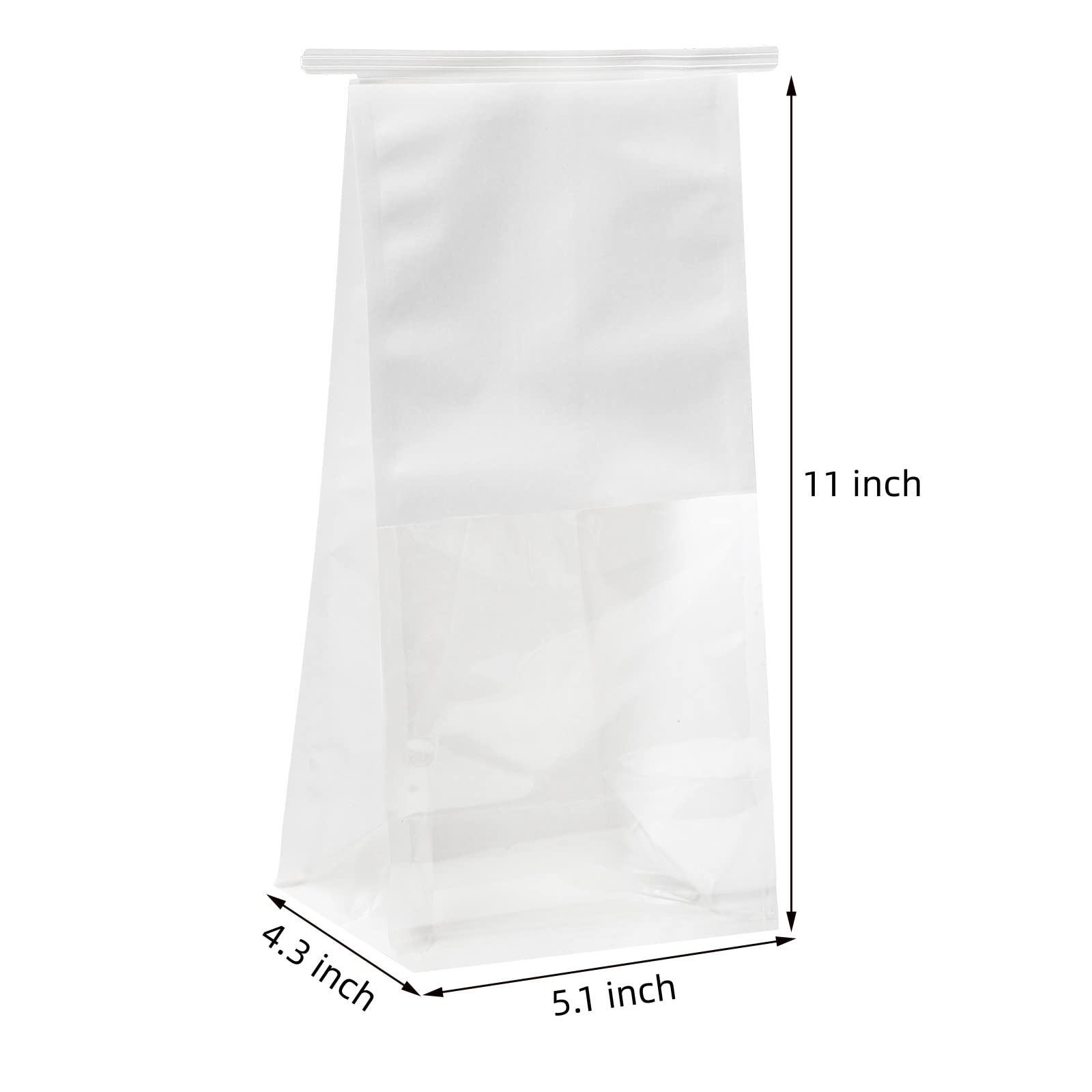 Paquete de 50 bolsas de papel kraft blancas con ventana, bolsas de bloqueo de estaño para productos horneados, recuerdos de boda y más 2