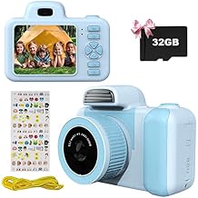 Toys for 3+ Years Old Boys Girls, Kids Selfie Camera for Toddler, Children Digital Video Toddler Camera, Christmas Birthday Festival Gift for Boys Age 3 4 5 6 7 8 9 with 32GB Card Blue