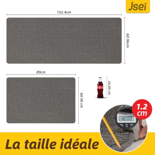 Tapis de cuisine lavable JSEI gris de 60x152 cm antidérapant