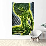 SHOUNENN Beautiful Sexy Girl With Green Cannabis Weed Leaf Wall Hanging Bohemian Hippie Tapestry Bedroom Living Room Dormitory Party Wall Decoration 40x60 Inch