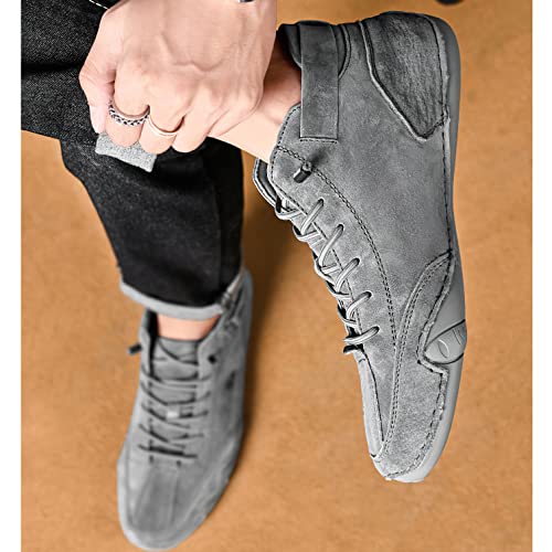 Image of baobeijiadao Men's Beck Shoes Waterproof Non Slip High Top Chukka Boots Handmade Suede Caual Outdoor Sneakers