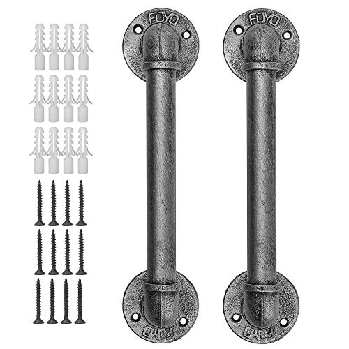 Un Juego de 2 Manijas de Puerta de Tubo Industrial, Puerta de Granero, Manijas de Puerta Internas, 30 cm de Largo,Plateado