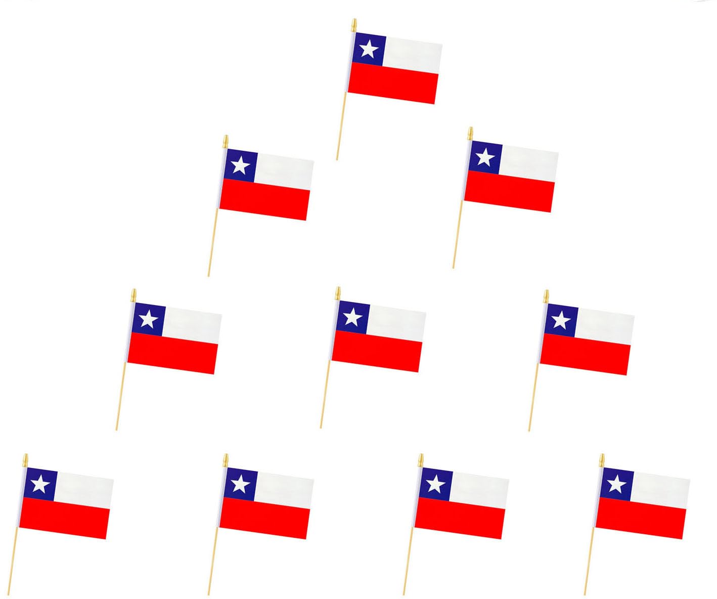 10 Pack Chile Flags - Handheld Flag- 5x8 in, Chileans Mini Flag. Suitable For Party Decorations, Store Displays, Bar Decorations And National Day Parades. (Chile)