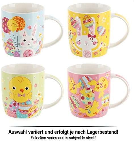 COM-FOUR® 4x Kubek do kawy - do zimnych i goracych napojów - kubek z motywami wielkanocnymi - kolorowe, wiosenne kubki - 350 ml (wybór rózny) (04 sztuki - Wielkanoc 2)