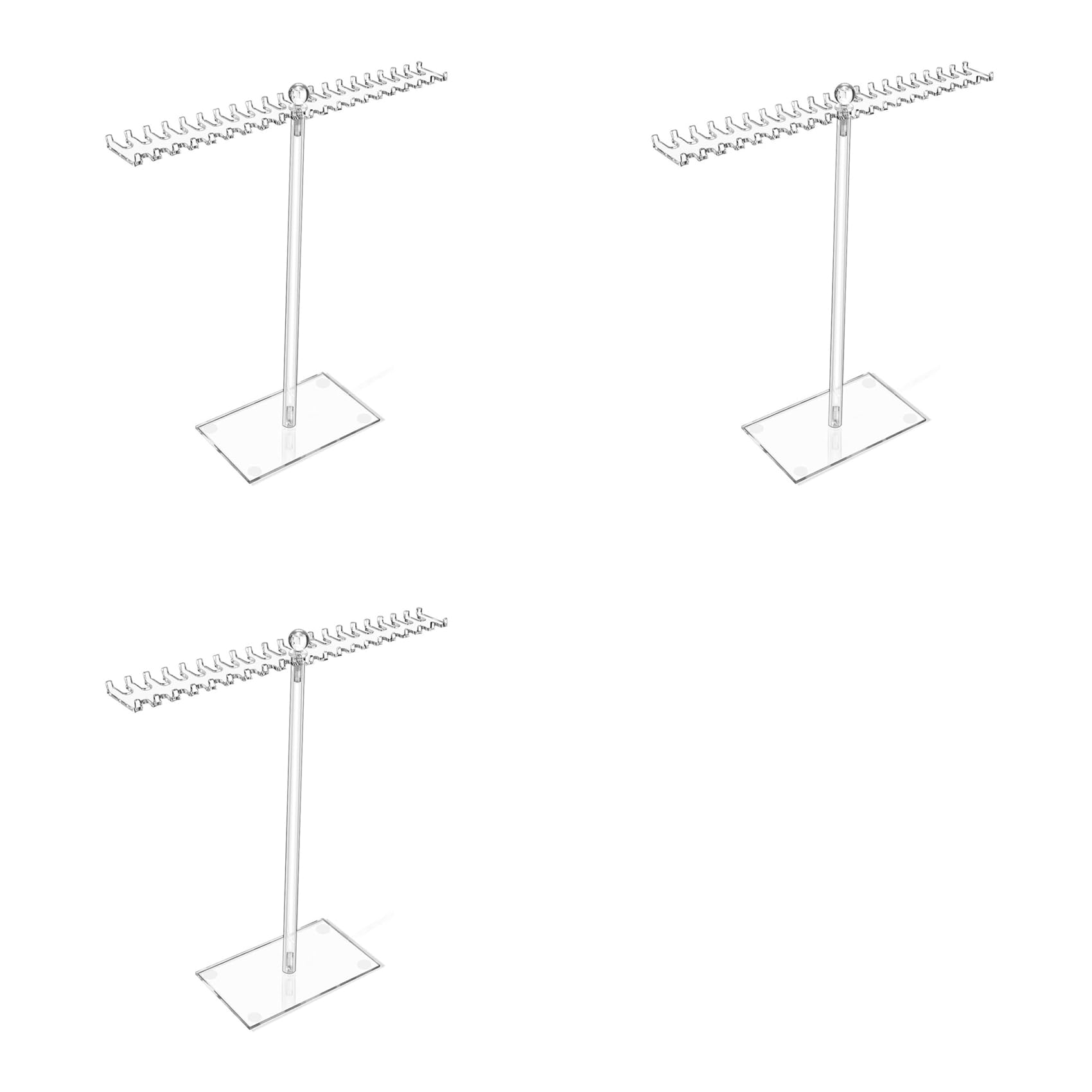 Vjsujehgy 3X Acrylic Necklace Organizer, Clear Necklace Holder Stand, Jewelry Organizer Display Hanger Rack with Bilateral Hooks