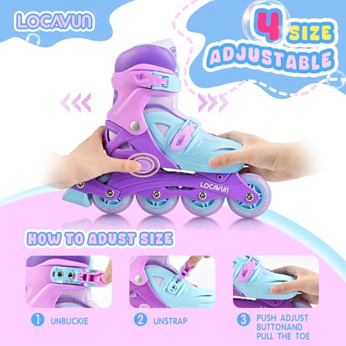 Locavun Inliner Kinder 4 Größen Verstellbare Inline Skates für Mädchen Größe 26-29 29-34 30-35...