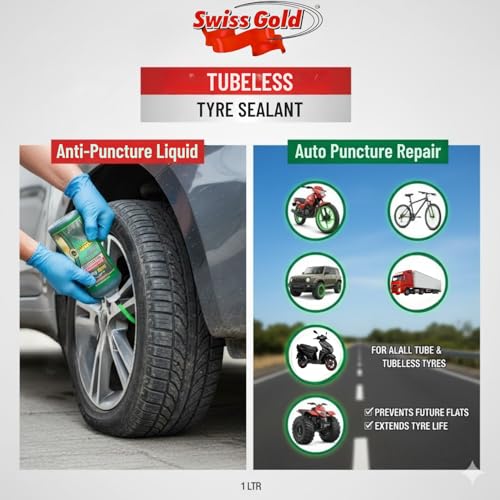 Image of Tubeless Tyre Sealant 1 Liter | OIl Based Auto-Punture Repair Liquid | Anti Punture Liquid Solution for Bike, Car, Scooty - 1 Liter