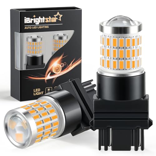 iBrightstar 3157 LED Bulb Amber, 3157a LED Turn Signal Bulbs Super Bright for vehicle Blinker Lights and Turn Signal Lights, 2 Pack