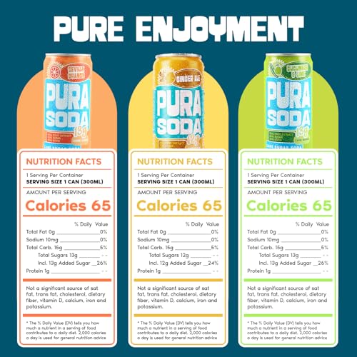 Image of PuraSoda Sundowner Sensation Variety Pack - Cucumber & Lime, Pomegranate, Lemon&Elderflower 12 pk