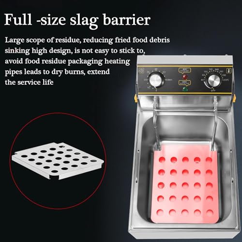 Kommerzielle Fritteuse, 10 l/10,5 QT elektrische Fritteuse mit Frittierkorb und Deckel, 2500 W kommerzielle Ölfritteusen aus Edelstahl für die Arbeitsplatte mit Temperaturregelung und Timer für das – Bild 8