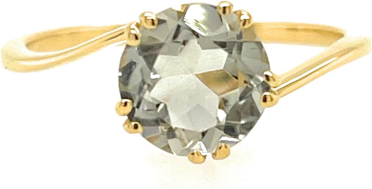 Natural 1.5ct Green Amethyst 14K Yellow Gold Vermeil Sterling Silver Engagement Ring Size 7, 8, 9 - Image 6