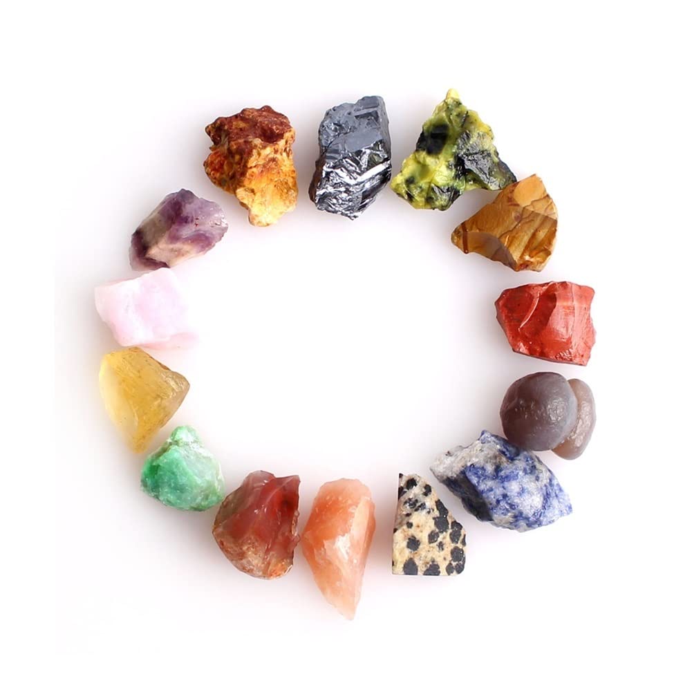 Cristallo naturale grezzo 14 tipi di cristallo burattato Pietra rocciosa Quarzo grezzi Campione Mini pietra preziosa Reiki Decorazione acquario Regalo Bellissima pietra di cristallo naturale DINZHHENG
