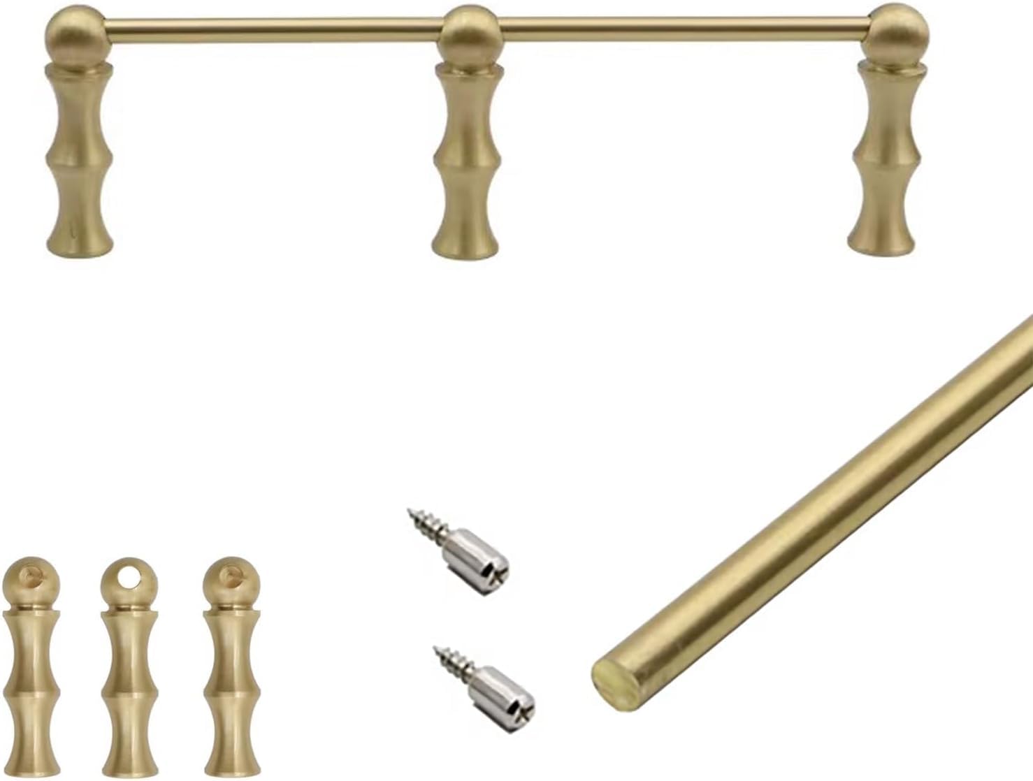 Regalschutzleiste Aus Messing, Dekorative Regalschiene, 10–120 cm Verstellbare Massive Messingstange Mit Pfosten, Beschläge Mit Gebürsteten Goldkanten Für Schränke Und Wandregale Style B