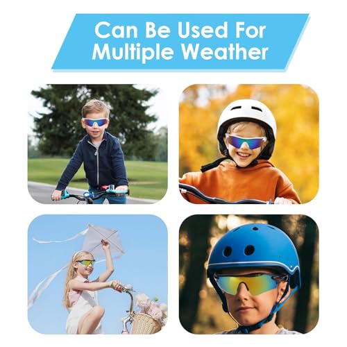 teasteam 2 Pack Kids Sunglasses for Boys Girls, UV 400 Teens Childrens Sunglasses, Fashionable Sports Glasses Ski Goggles for Cycling Running Baseball Golf - Lightweight Protection Eyewear - Image 6