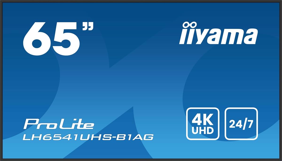 iiyama Prolite LH6541UHS-B1AG - Display digitale di segnaletica da 64,5", pannello LED da 4 K, UHD HDMI RS-232c RJ45 USB2.0, lettore multimediale 24/7, 164 cm, colore: Nero