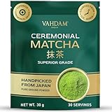 VAHDAM Matcha Ceremonial 30g | Té Verde Matcha Japonés Grado Ceremonial de Uji, Japón | Polvo Ultra Fino y Sedoso | Sabor Delicado Sin Amargor | Ideal para Ceremonia del Té y Matcha Latte
