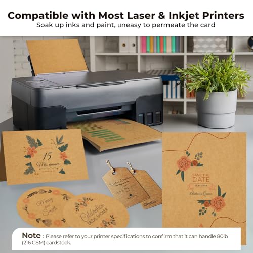 Ohuhu Brown Kraft Cardstock Thick Paper 100 Sheets - 8.5" x 11" Heavyweight 80 lb/216 gsm Card Stock for Crafts and DIY Card Making - Image 4