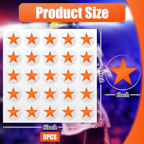 Image of Leinuosen Helmet Stickers Football Baseball Helmet Decals 1-1 /8 Inch Vinyl Sports Football Decals Self Adhesive Hockey Stickers for Hockey, Lacrosse, Batting(Clear Print Orange, Star)