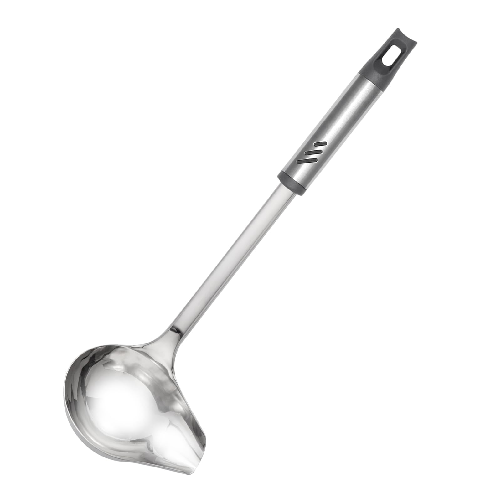 Lebabo Gravy Ladle with Spout, Stainless Steel Large Ladles for Serving Sauce, Metal Ladle with Long Handle for Kitchen, Comfortable Grip, Durable Construction, Silver (4 oz)