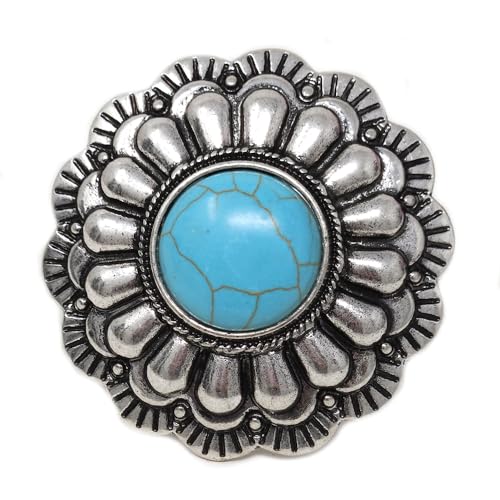 Emulily Western Concho Scarf Slide Western Ring 24MM Boho (Turquoise)
