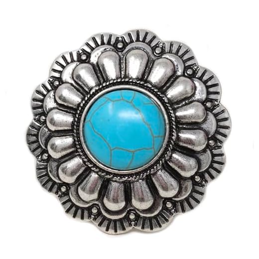 Emulily Western Concho Scarf Slide Western Ring 24MM Boho (Turquoise)