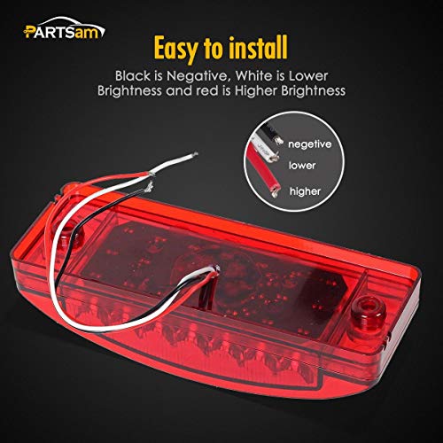 Partsam 2Pcs Red 6" Led Rectangle Side Marker And Clearance Trailer Lights 21 Diodes With Reflectors Waterproof 12V Sealed 6X2 Rectangular Led Stop Turn Tail Brake Lights Dual Mode Surface Mount #TOP4