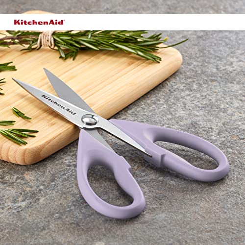 KitchenAid All Purpose Kitchen Shears with Protective Sheath Durable Stainless Steel Scissors, Dishwasher Safe, Soft Grip Comfort Handle, 8.72 Inch, Lavendar Cream image 2