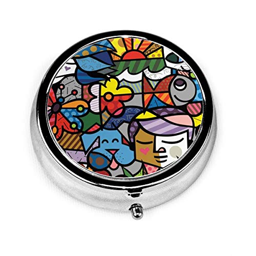 抽象的な猫犬動物 ピルケース 薬ケース サプリメントケース 携帯用 習慣薬箱 薬入れ コンパクトシール付き