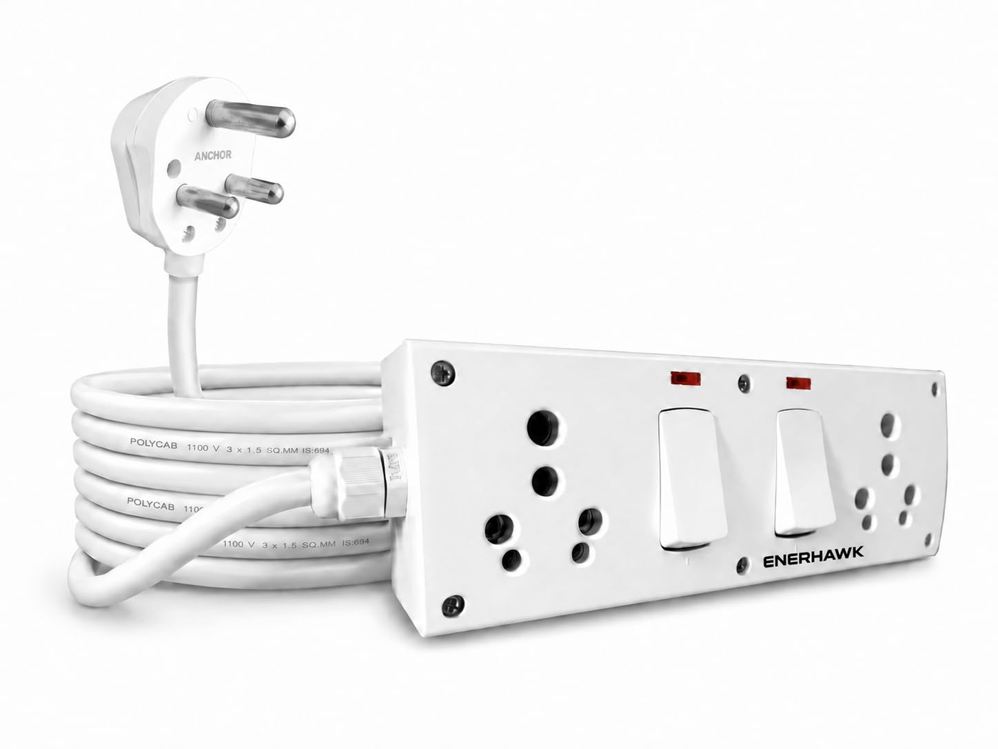 ENERHAWK 16A Heavy Duty Extension Board 3000W | High Load Power Strip with Pure Copper Wire | 16 Amp Socket for AC, Refrigerator, Geyser & Industrial Appliances | 16A Plug | Made in India-image-26