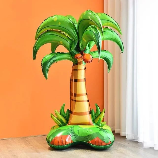 Atpata Funky 55 Inch Tall Coconut Palm Tree Shape Self Standing Foil Balloon with Base | Tropical Beach Jungle Forest Oasis Desert Theme Birthday Party Decoration Centerpiece-image-23