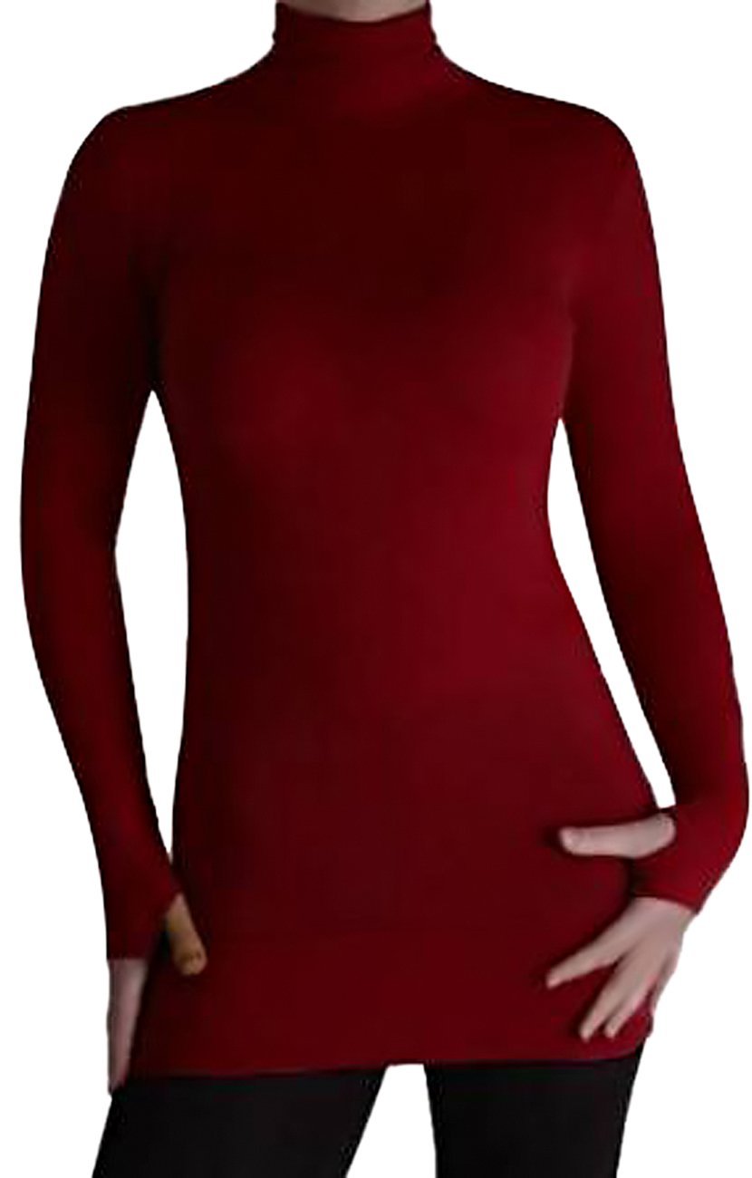 Eye Catch Women's Burgundy Eyecatch Tm - Cher Lightweight Stretch Polo Neck (Medium/Large, )